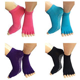 Lantee Half Toe Non Slip Pilates Yoga Socks with Grips Cotton for Women, Pack of 4 - Lantee Online Store