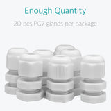 PG 7 Cable Gland - 20 Pcs White Plastic Nylon Waterproof Wire Glands - Lantee Online Store