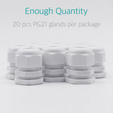 20 Pcs PG21 White Waterproof Cable Wire Gland Connector Fitting - Lantee Online Store
