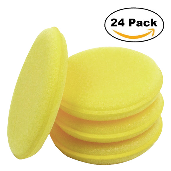 Car Wax Applicator - 24 Pcs Round Sponge Wax Applicator Pads Yellow - Lantee Online Store